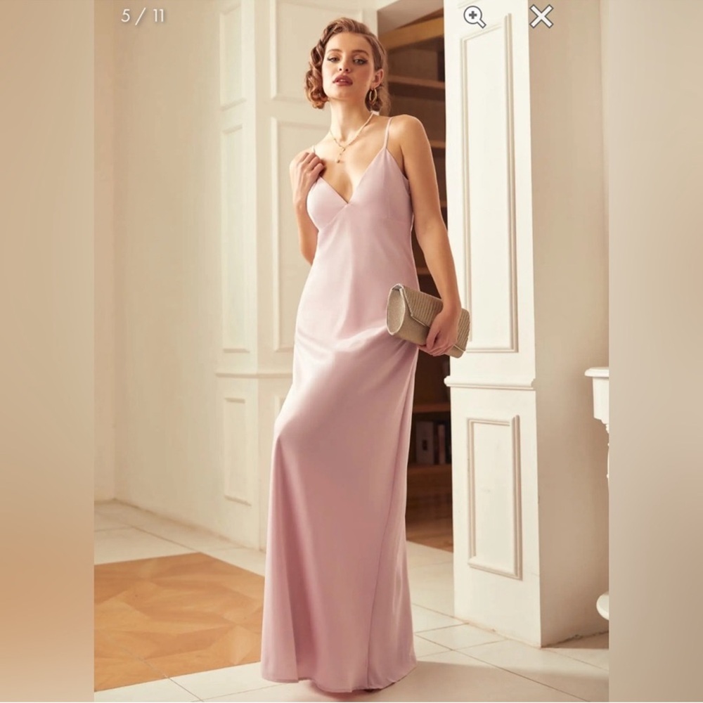 NWT ModCloth Embrace Elegance Satin Maxi Dress - Pink